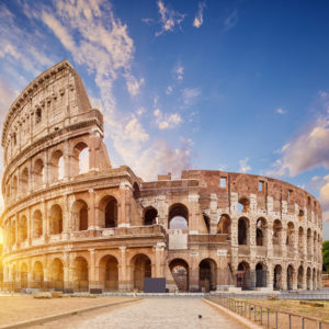 Coliseum or Flavian Amphitheatre (Amphitheatrum Flavium or Colosseo), Rome, Italy.